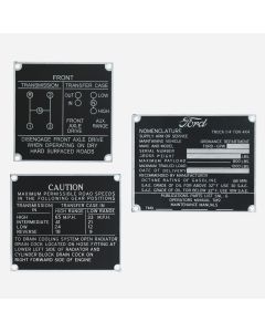 Late Production Aluminum Data Plate Set for Ford GPW