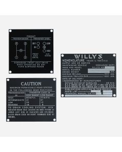 Mid Production Data Plate Set for Willys MB